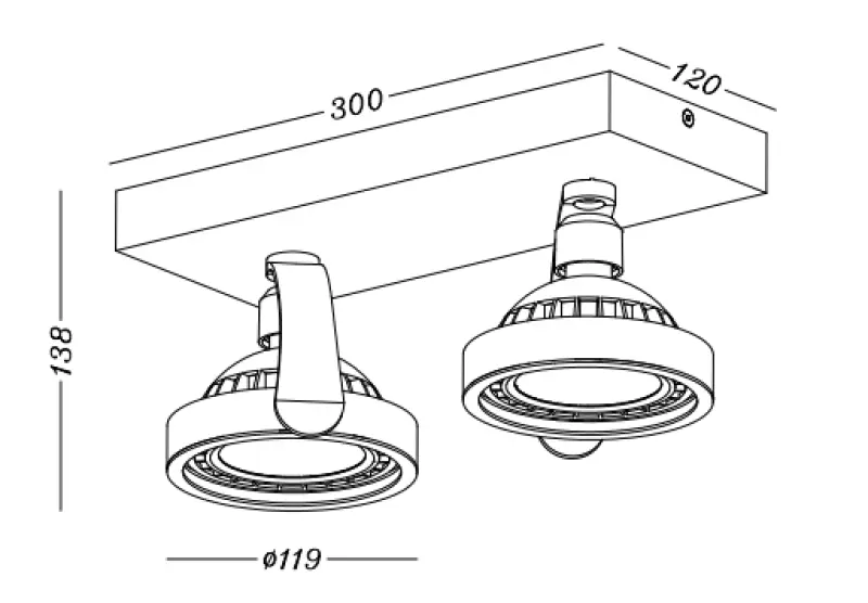Декоративна таванна или стенна лампа Wally в антрацит с движеща се глава и 2 източника на светлина 4304