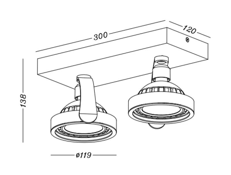 Декоративна таванна или стенна лампа Wally с бял въртящ се глава 2 светлинни източника 4373
