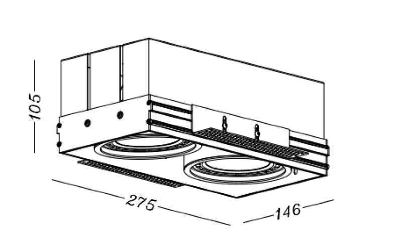 Декор Milo черен вграден плафон без рамка с 2 светлинни източника 4755
