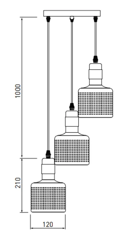 Декор Bellis черна златна цилиндрична висяща лампа с 3 светлини 4680