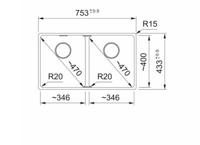 Franke Maris MRG 220-35-35 Fragranite Oyster двойна мивка за плоско вграждане