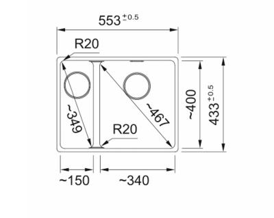 Franke Maris MRG 260-34-15 Fragranite матов черен мивка Десен бак за плоско вграждане