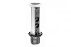 Indux Lift Потъващ бял контакт за кухня за работен плот, с осветление, 2 x USB и безжично зареждане 1208957838