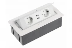 Indux Flip Medium Кухненски контакт в бяло за плот или горен шкаф, с 2 гнезда и 2 USB зарядни 1208957847