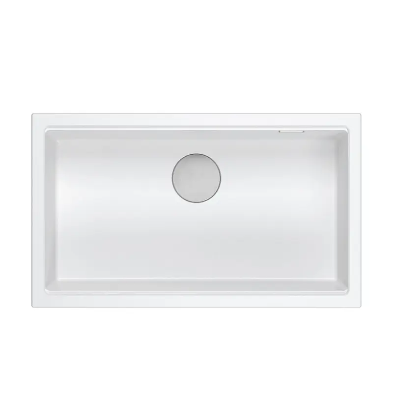 Quadri Newport II Голяма дълбока бяла гранитна мивка 76x45cm, монтаж отгоре и отдолу 1208957854