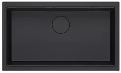 Quadri Newport II Голяма дълбока черна гранитна мивка 76x45 , монтаж отгоре и отдолу 1208957855
