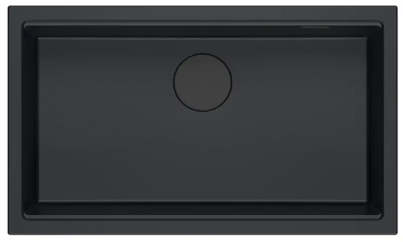 Quadri Newport II Голяма дълбока черна гранитна мивка 76x45 , монтаж отгоре и отдолу 1208957855