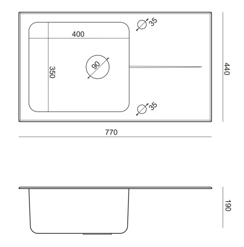 Quadri Glazz Иноксова мивка 77x44 с бял стъклен отцедник, монтаж отгоре, обратима 1208957863