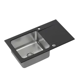 Quadri Fusion Иноксова мивка 78x44 с гранитен отцедник Onyx, монтаж отгоре, обратима 1208957871