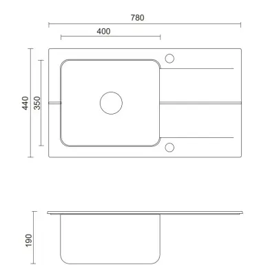 Quadri Fusion Иноксова мивка 78x44 с гранитен отцедник Onyx, монтаж отгоре, обратима 1208957871