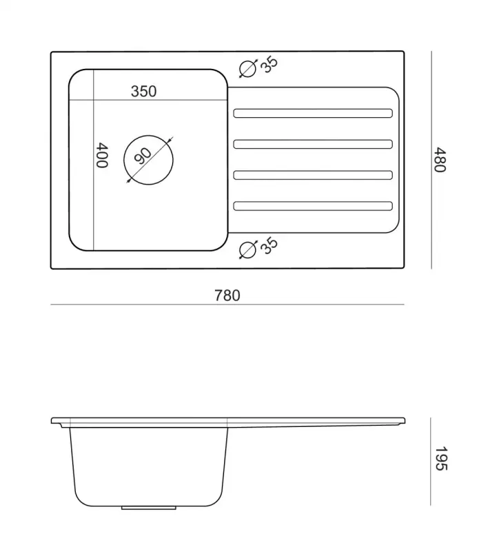 Quadri Fusion Иноксова мивка от сребърен гранит 78x48 с отцедник, монтаж отгоре, обратима 1208957877