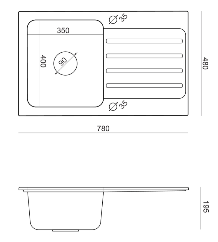Quadri Fusion Иноксова мивка 78x48 , с отцедник от бежов гранит, монтаж отгоре, обратима 1208957878