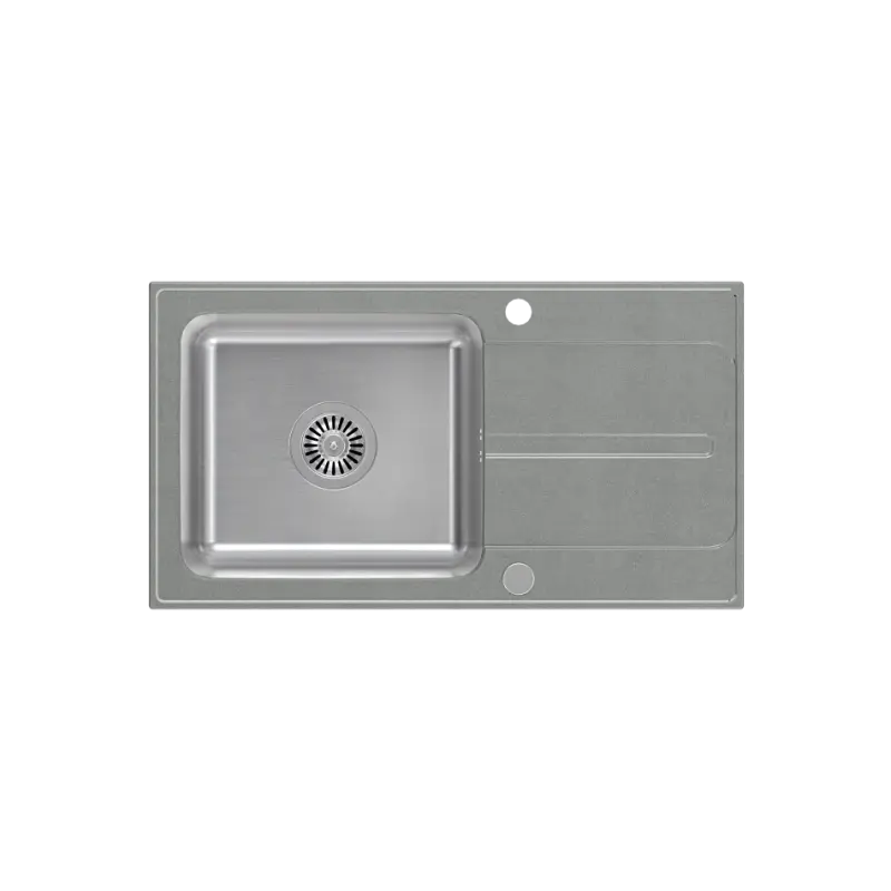 Quadri Fusion Иноксова мивка 78x43 със сребрист гранитен отцедник, монтаж отгоре, обратима 1208957880