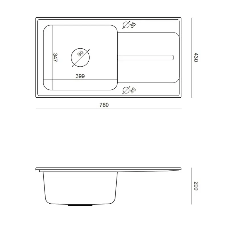 Quadri Fusion Иноксова мивка 78x43 с бежов гранитен отцедник, монтаж отгоре, обратима 1208957881