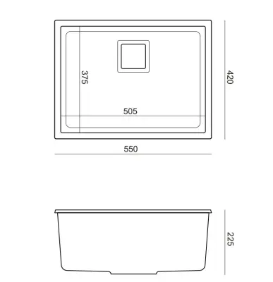 Quadri Quadrangle Черна гранитна мивка 55x42, монтаж под плота 1208957885