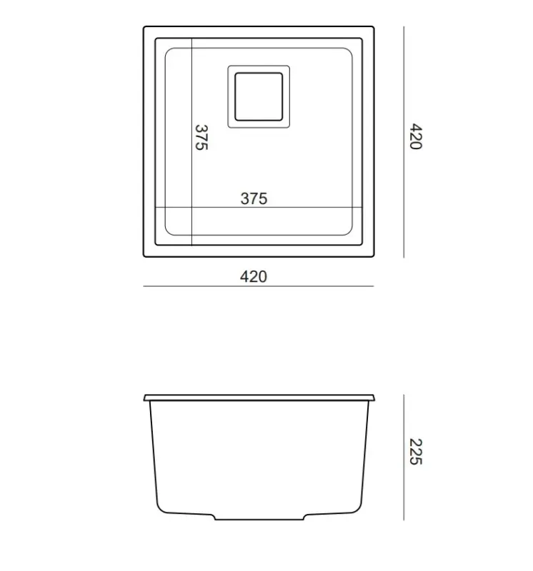 Quadri Quadrangle Бяла гранитна мивка 42x42, монтаж под плота 1208957886