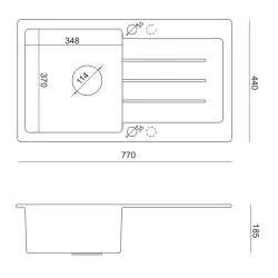 Quadri Kendal Черна гранитна мивка 77x44 с отцедник, кухненски смесител и диспенсър за сапун 1208957888