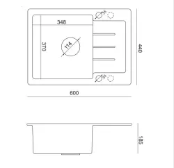 Quadri Kendal Черна гранитна мивка 60x44 с отцедник, смесител и диспенсър 1208957889