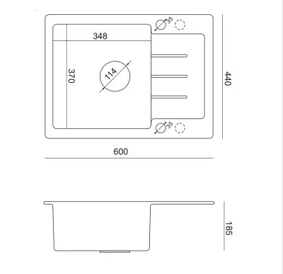 Quadri Kendal Черна гранитна мивка 60x44 с отцедник, смесител и диспенсър 1208957889