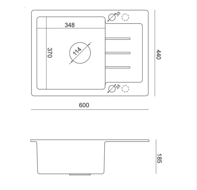 Quadri Kendal Черна гранитна мивка 60x44 с отцедник, смесител и диспенсър 1208957889