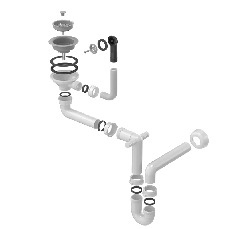 Quadri  Комплект за оттичане на в сив цвят за мивка с преливник 1208957900
