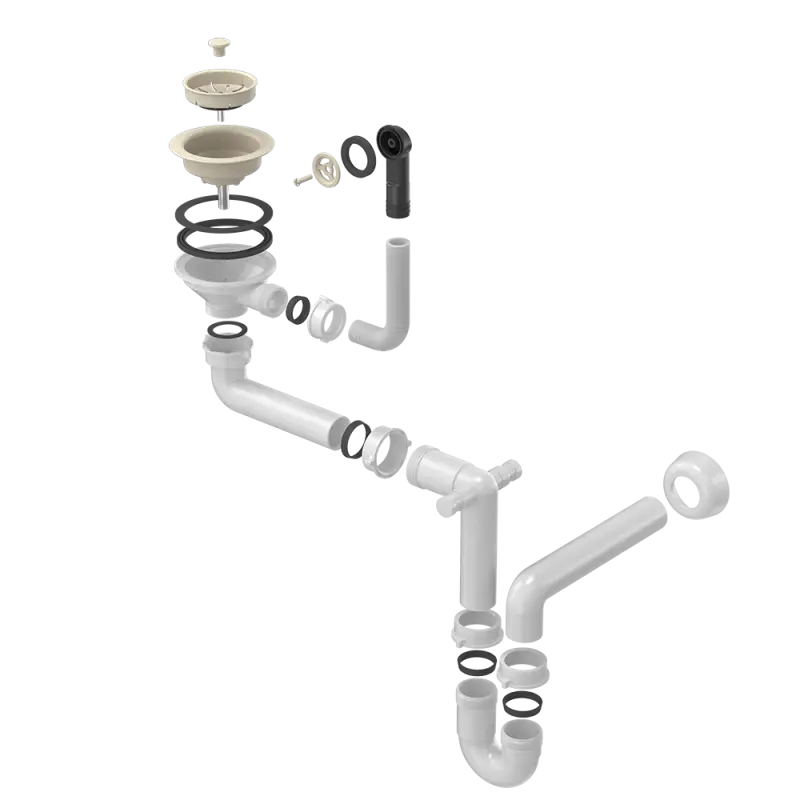 Quadri Комплект за оттичане в бежов цвеят с преливник 1208957901