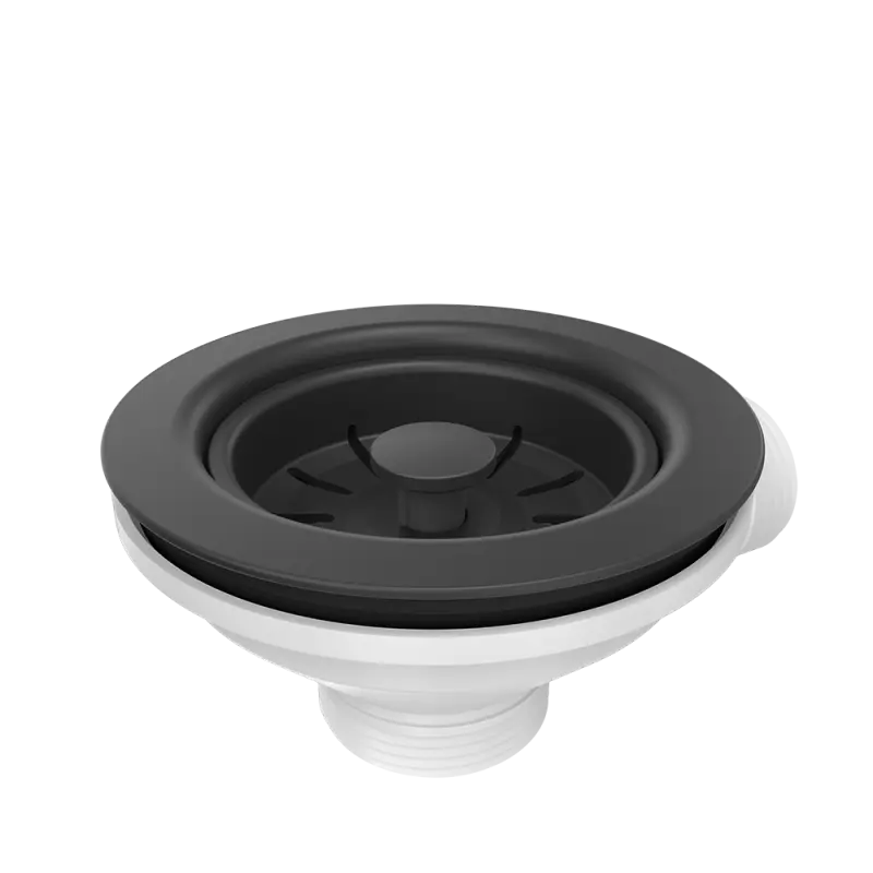 Quadri Комплект за оттичане за двойна мивка с преливник, черен 1208957902