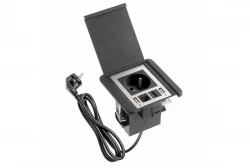 Indux Flip вградена заземителна контактна връзка мат черен с 2xUSB A, 1xRJ45 и HDMI връзка черен 1208957915