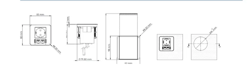 Indux Flip мат бял вграден контакт с 2xUSB A, 1xRJ45 и HDMI връзка 1208957916