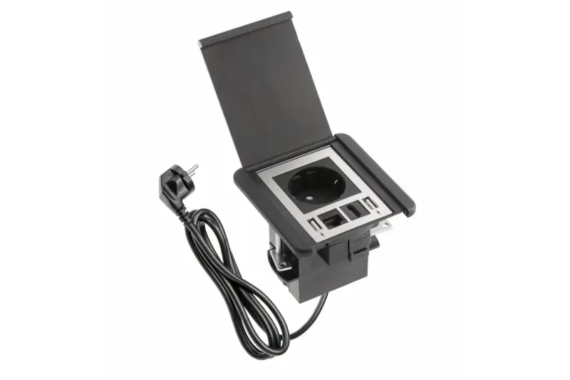 Indux Flip Матово черен контакт с 1 гнездо, 2xUSB A, 1xRJ45 и 1 HDMI връзка 1208957917