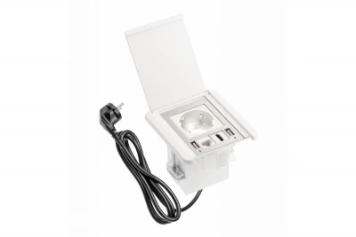 Indux Flip Матово бял контакт с 1 гнездо, с 2xUSB A, 1xRJ45 и HDMI връзка 1208957919
