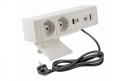 Индукс Desk бюро или маса мат бял заземителен контакт (2x) с 1xUSB A, 1xUSB C, 1xRJ45 и 1xHDMI 1208957921