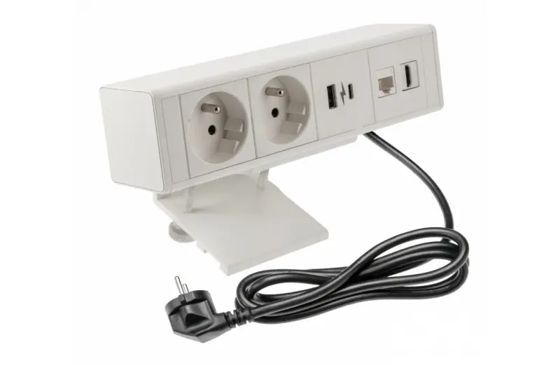 Индукс Desk бюро или маса мат бял заземителен контакт (2x) с 1xUSB A, 1xUSB C, 1xRJ45 и 1xHDMI 1208957921