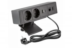 Indux Desk Контакт за бюро или маса в матово черно, 2 гнезда, с 1xUSB A, 1xUSB C, 1xRJ45 и 1xHDMI 1208957922