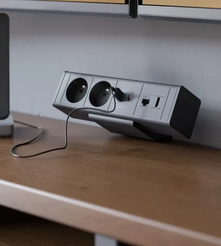 Indux Desk Контакт за бюро или маса в матово черно, 2 гнезда, с 1xUSB A, 1xUSB C, 1xRJ45 и 1xHDMI 1208957922