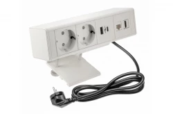 Indux Desk Контакт за бюро или плот в мат бяло, с 2 гнезда, 1xUSB A, 1xUSB C, 1xRJ45 и 1xHDMI 1208957923