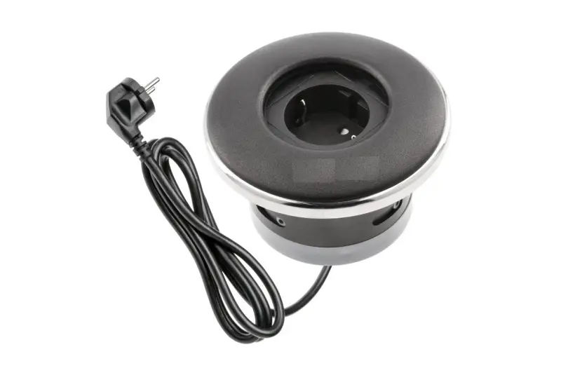 Indux Cover Вграден контакт в мат черно с 1 гнездо със затварящ се капак 1208957926