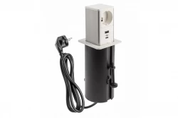 Indux Push разтегаем бял щепсел с заземяване с 1xUSB A и 1xUSB C с неръждаема стомана капак 1208957929