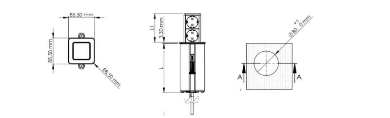 Indux Push разтегаем бял щепсел с заземяване с 1xUSB A и 1xUSB C с неръждаема стомана капак 1208957929