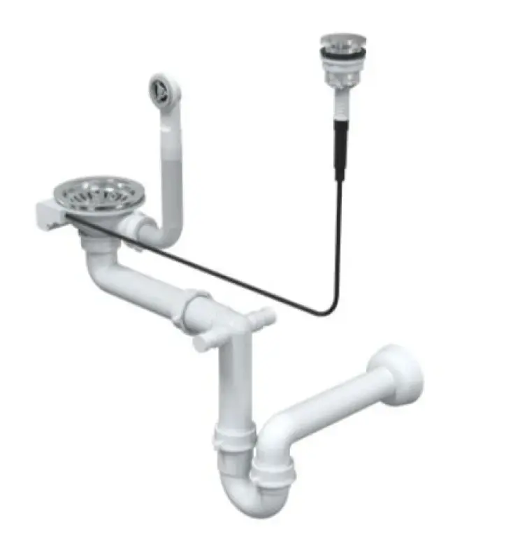 Quadri London Комплект за отвод за мивка с преливник и бутон, неръждаема стомана 1208957933