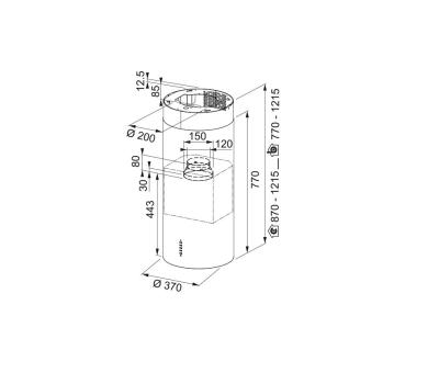 Franke Mythos Tube висящ аспиратор матово черен за монтаж на таван, диаметър 37 см, 335.0588.180