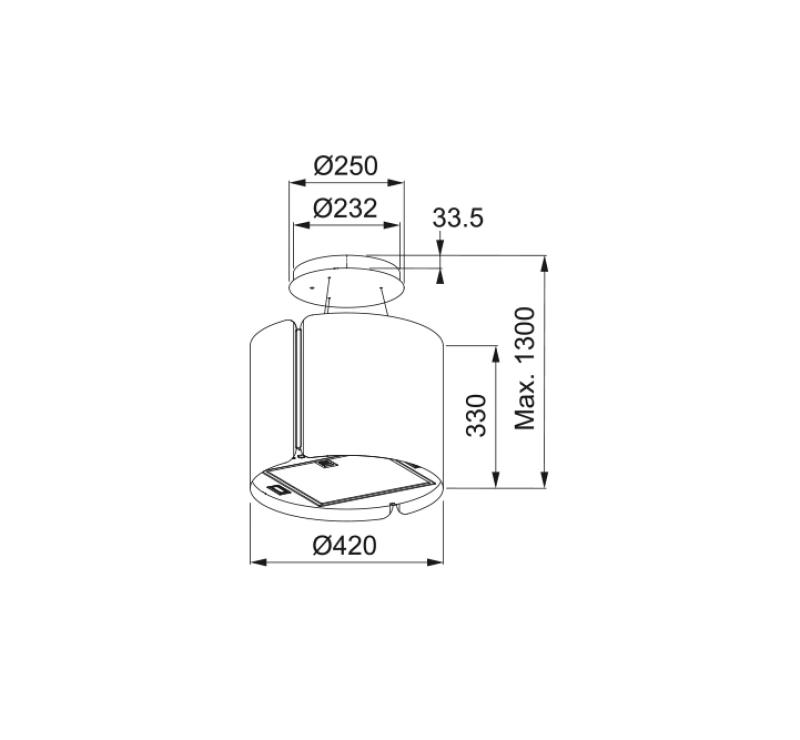 Franke Smart островен абсорбатор, матово черен, 42 см, 345.0654.933
