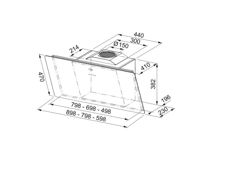 Franke Smart вертикален черен стъклен аспиратор 80см 110.0377.735