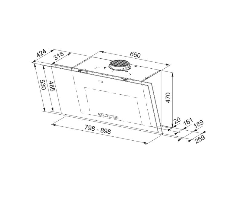 Franke Maris 2.0 Pro вертикален черен стъклен абсорбатор 90см 330.0682.357