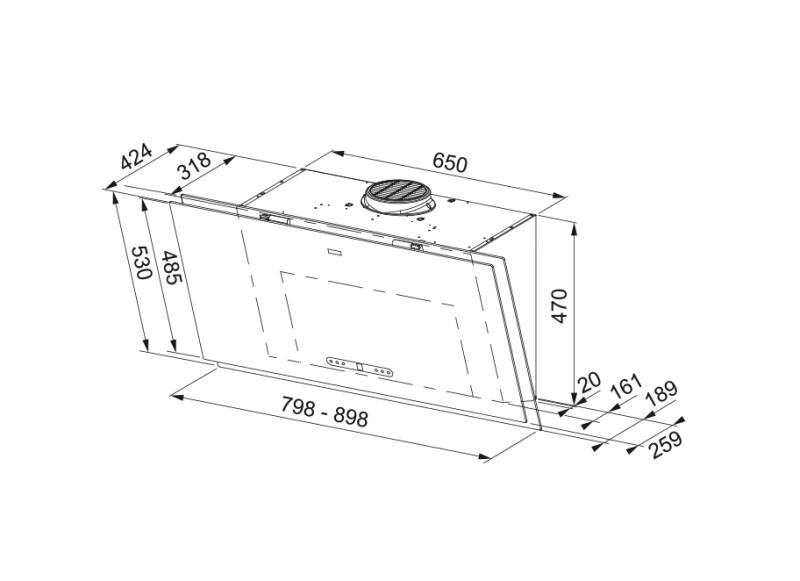 Франке Марис 2.0 Про вертикален черен стъклен аспиратор 80см 330.0682.358