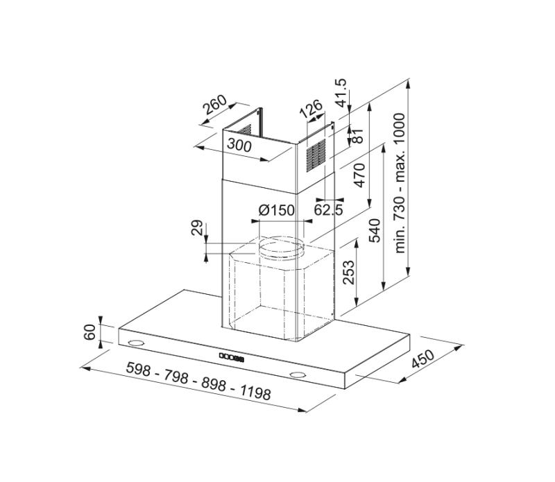 Франке Mythos Tale стенен модел матов черен абсорбатор 90cm 325.0657.512