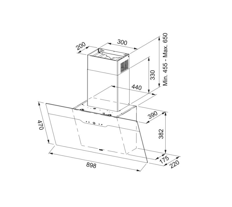 Franke Maris Drip Free стенен модел матово черно аспиратор 90см 330.0657.418