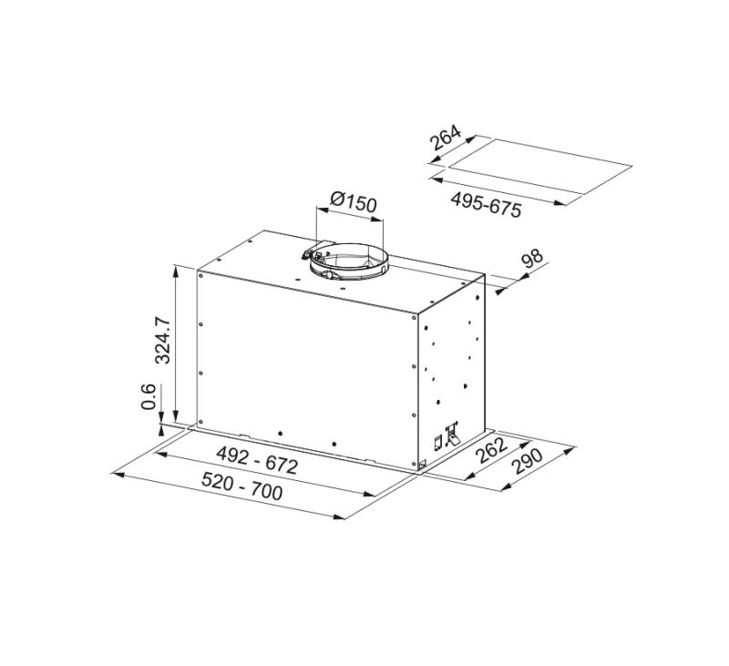 Франке Марис Бокс Флъш ЕВО вградим аспиратор от неръждаема стомана 52см 305.0665.359