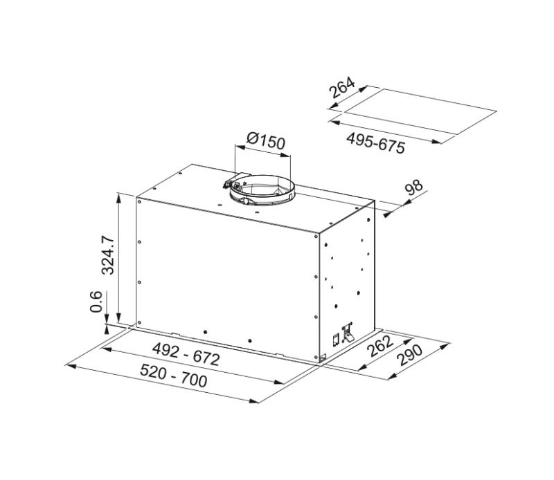 Франке Марис Бокс Flush EVO вградим матово черен аспиратор 52см 305.0665.364