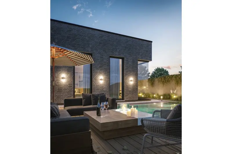 Осветление Corta осветителни уреди за градина, стенна лампа в антрацит за 2 светлинни източника 1289002